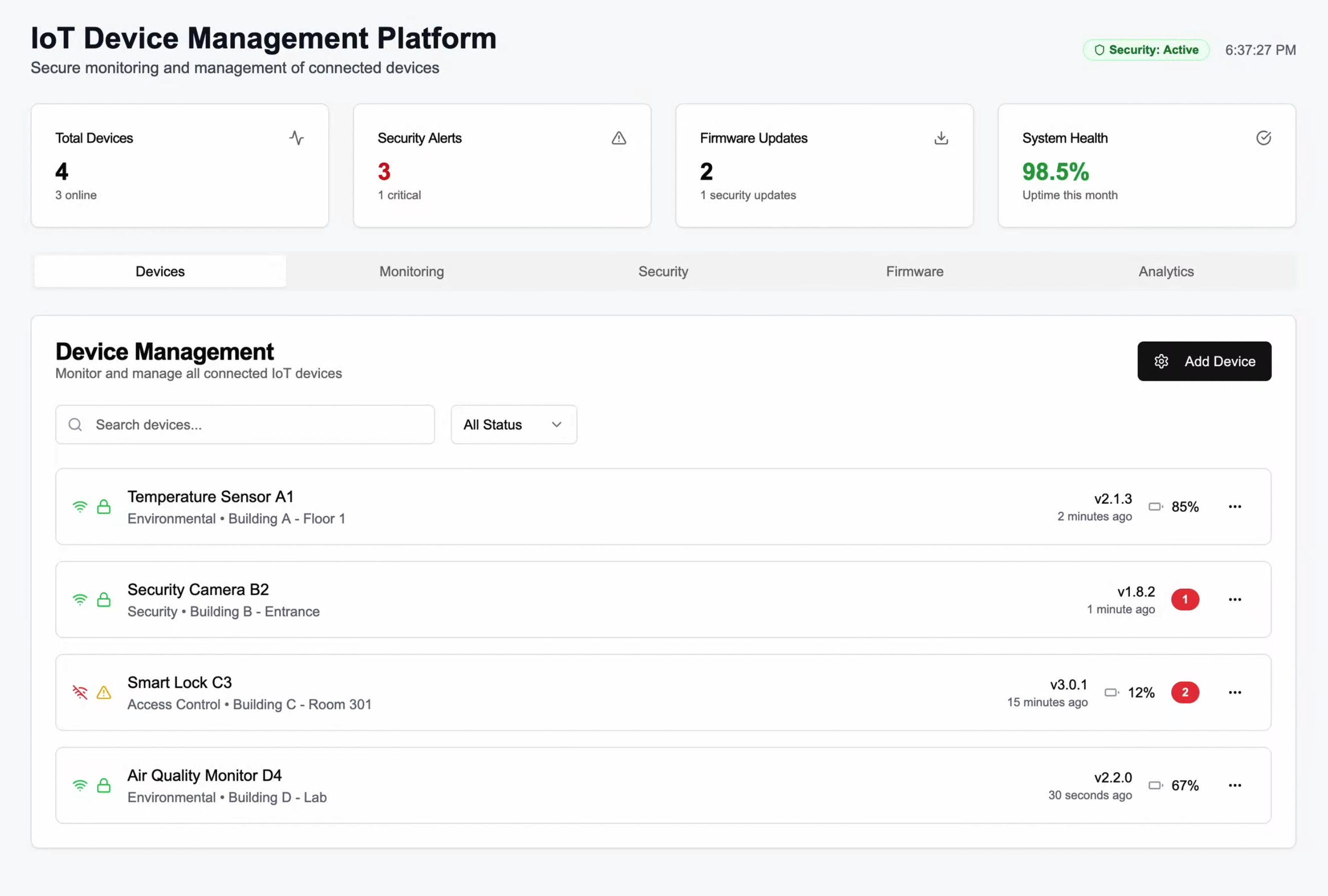 Secure IoT Device Management Platform